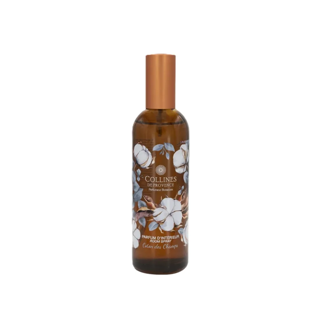 Flacon 100ml de parfum d’ambiance Colline de Provence, collection Bien-Être, senteur Coton des Champs.