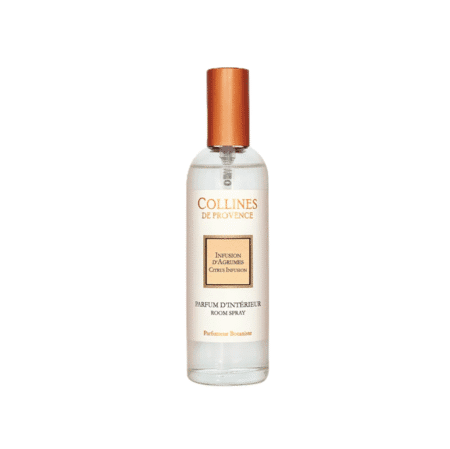 Parfum d’ambiance 100ml Infusion d’Agrumes – Colline de Provence, un parfum vivifiant d'agrumes frais pour une ambiance rafraîchissante et énergisante.