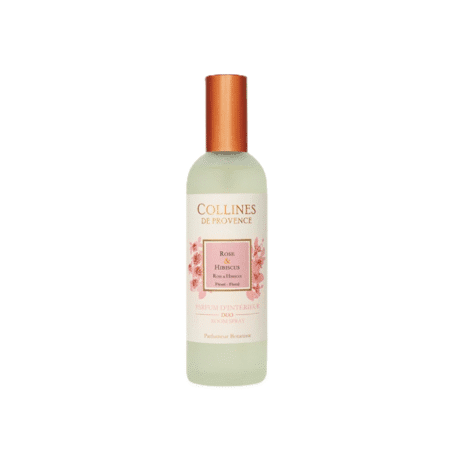 Parfum d’ambiance Rose & Hibiscus 100ml, diffuse une senteur florale et fruitée, parfait pour une atmosphère douce et apaisante.