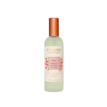 Parfum d’ambiance Rose & Hibiscus 100ml, diffuse une senteur florale et fruitée, parfait pour une atmosphère douce et apaisante.