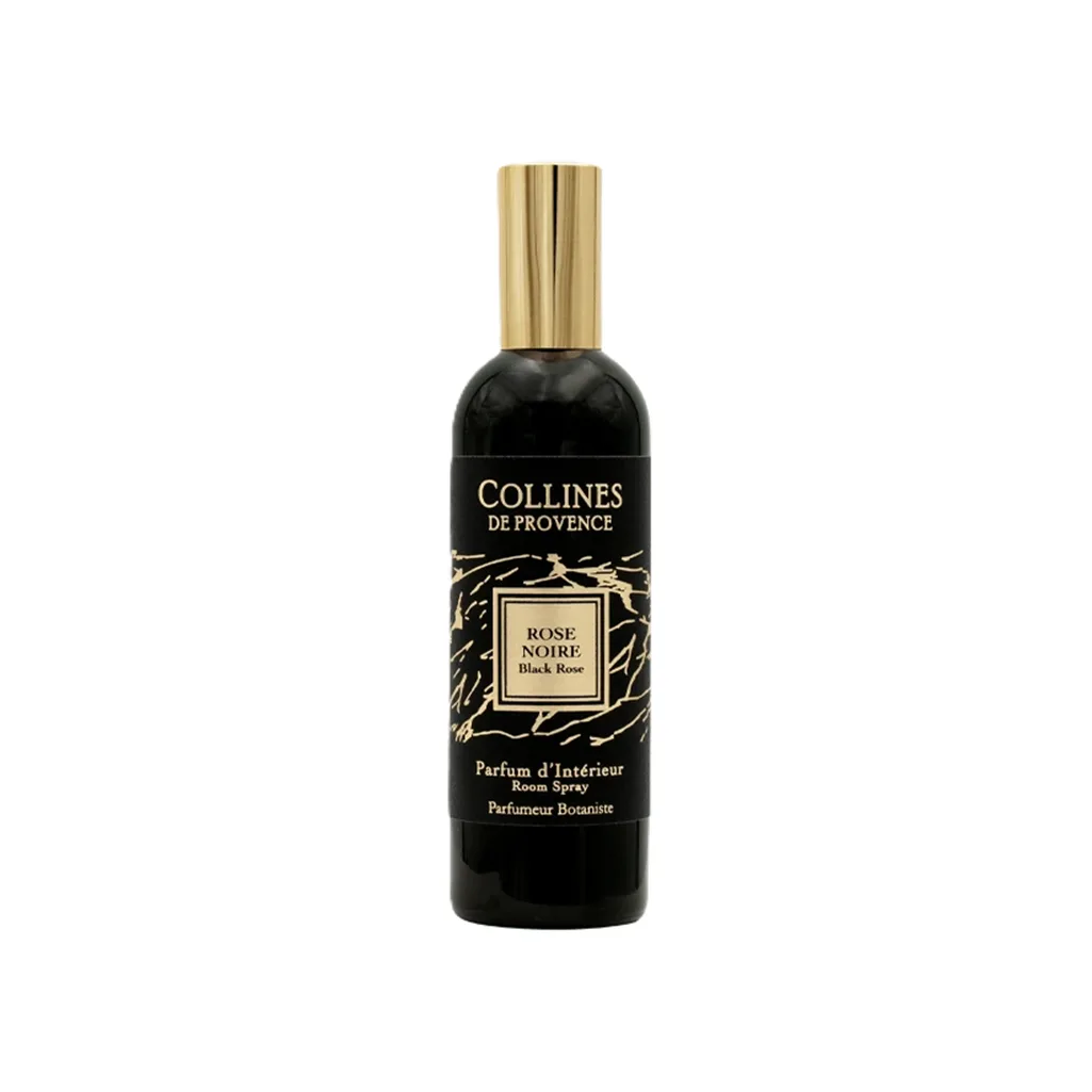 Parfum d’ambiance Rose Noire 100ml de Colline de Provence : un mélange mystérieux de notes florales et boisées qui plonge votre intérieur dans une atmosphère élégante et envoûtante.