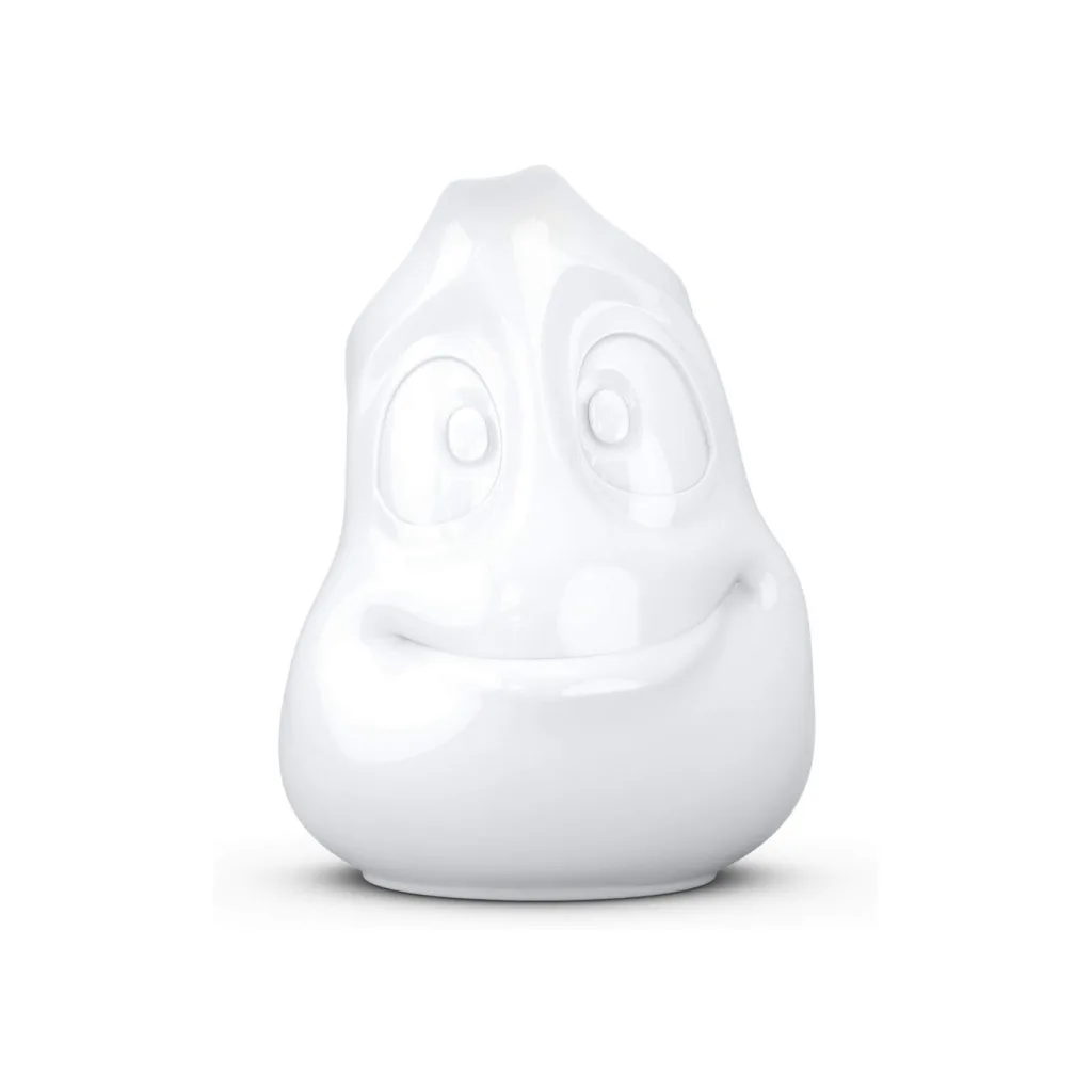 Pot à lait avec une expression naïve et simplette.