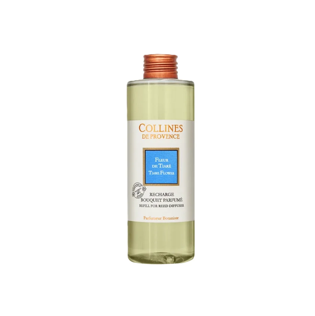 Recharge diffuseur de parfum 200ml Fleur de Tiaré – Colline de Provence, parfum tropical et envoûtant pour une ambiance exotique prolongée