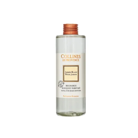 Recharge diffuseur parfum 200ml Jasmin Blanc – Colline de Provence, parfum floral et délicat, pour une ambiance élégante et envoûtante chez vous.
