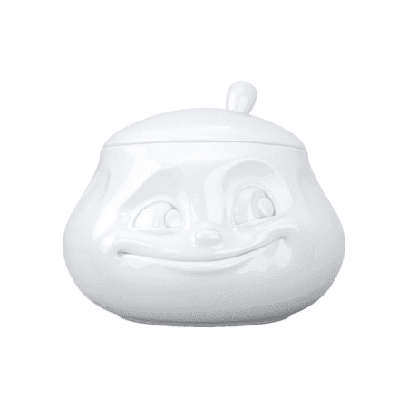 Sucrier expressif avec un visage calme et apaisant.