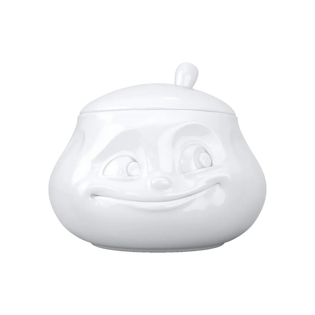 Sucrier expressif avec un visage calme et apaisant.