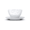 Tasse à thé en céramique avec expression de fatigue, vue de face