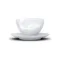 Tasse à thé avec visage tirant la langue, expression gourmande, vue de face