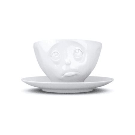 Tasse à thé en céramique avec expression attendrissante