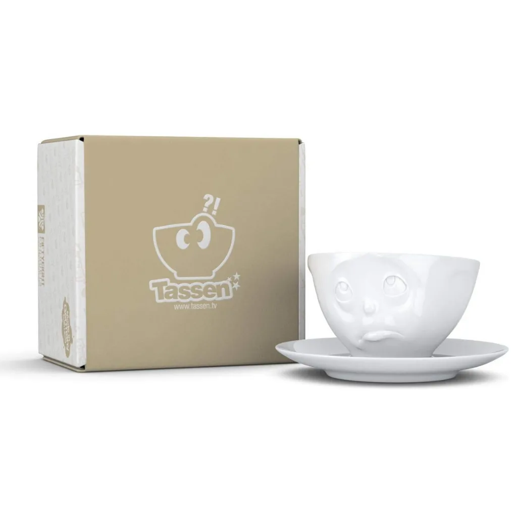 Tasse à thé vue du dessus avec expression attendrissante