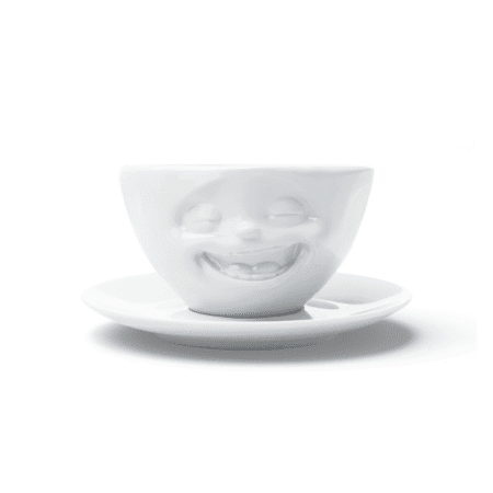 Tasse à thé en céramique avec expression rieuse