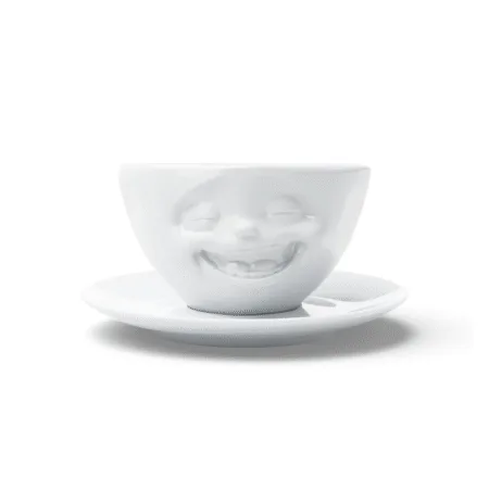 Tasse à thé en céramique avec expression rieuse