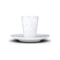 Tasse à expresso avec expression gourmande, langue tirée, vue de face