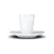 Tasse à expresso avec expression gourmande, langue tirée, vue de face