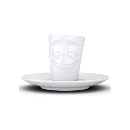 Tasse à expresso en céramique avec expression joyeuse, vue de face