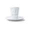 Tasse à expresso avec expression rieuse, vue de face