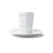 Tasse à expresso avec expression rieuse, vue de face