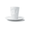 Tasse à expresso en céramique avec expression suppliante, vue de face