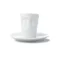 Tasse à expresso en céramique avec expression suppliante, vue de face