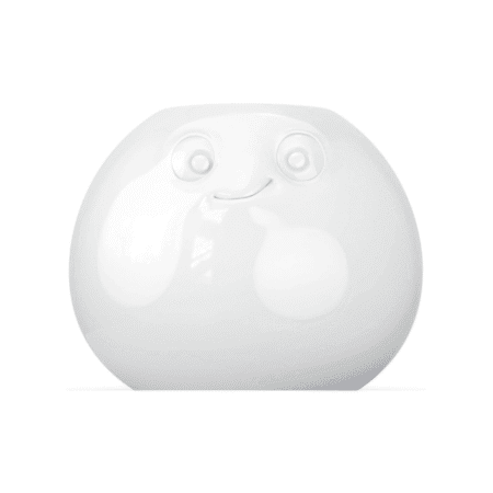 Vase en céramique avec expression amusée, vue de face