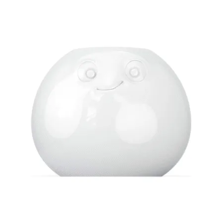 Vase en céramique avec expression amusée, vue de face