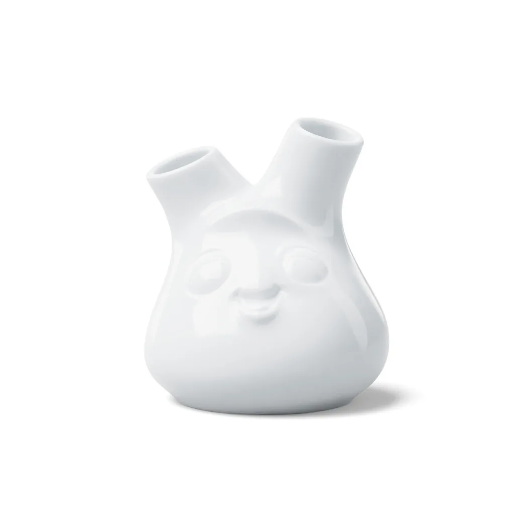 Vase en céramique avec expression espiègle, vue de face