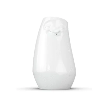 Vase en céramique avec expression détendue, vue de face
