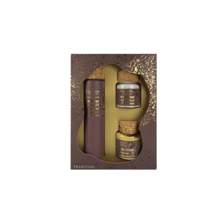 Coffret élégant comprenant huile truffée, sel truffé et moutarde truffée