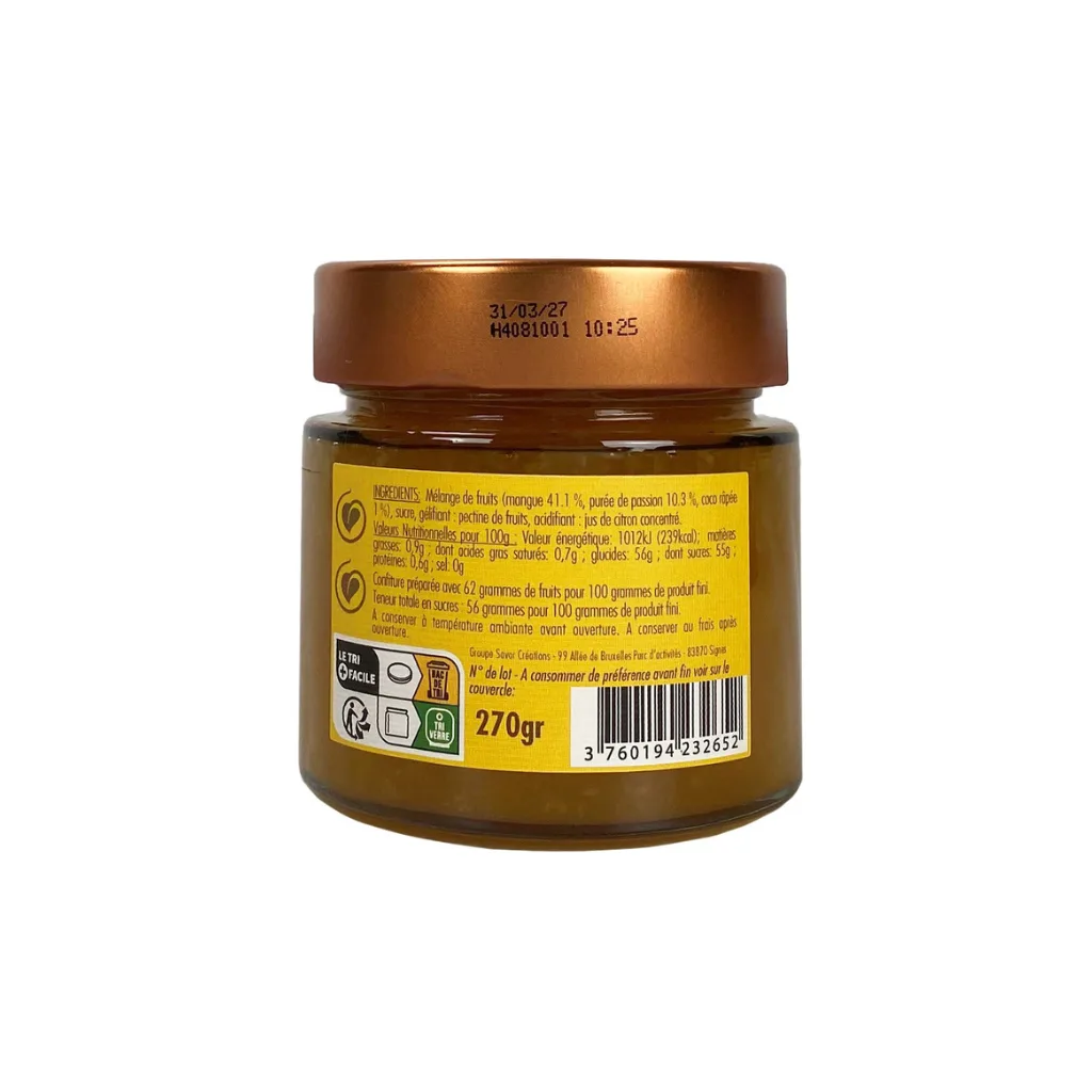 Pot de spécialité fruitée mangue coco passion