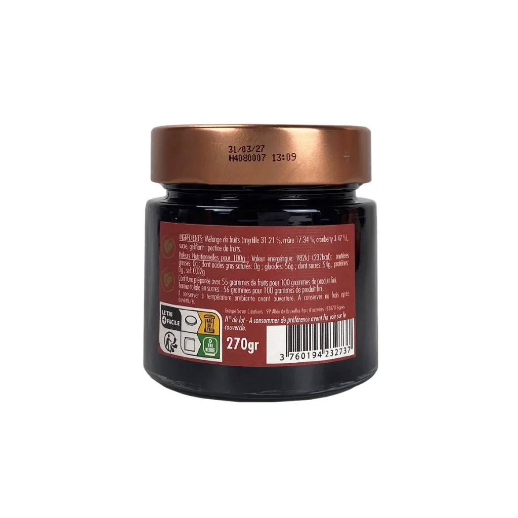 Confiture fruits rouges sauvages 270g