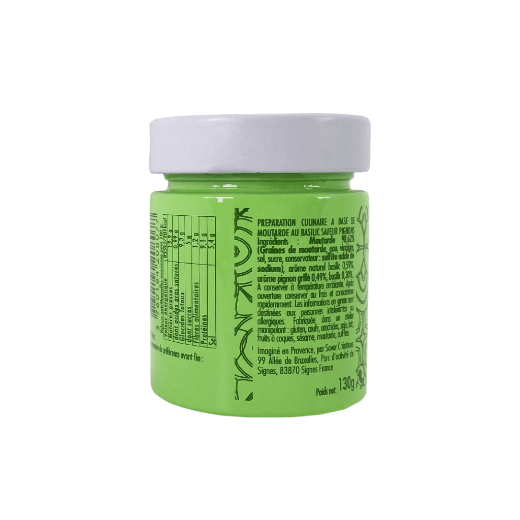 Pot de moutarde 130g basilic et pignon â dĂ©tail visuel produit
