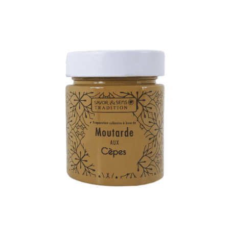 Pot de moutarde artisanale aux cèpes de la marque Savor et Sens – 130g