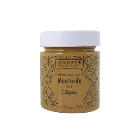 Pot de moutarde artisanale aux cèpes de la marque Savor et Sens – 130g