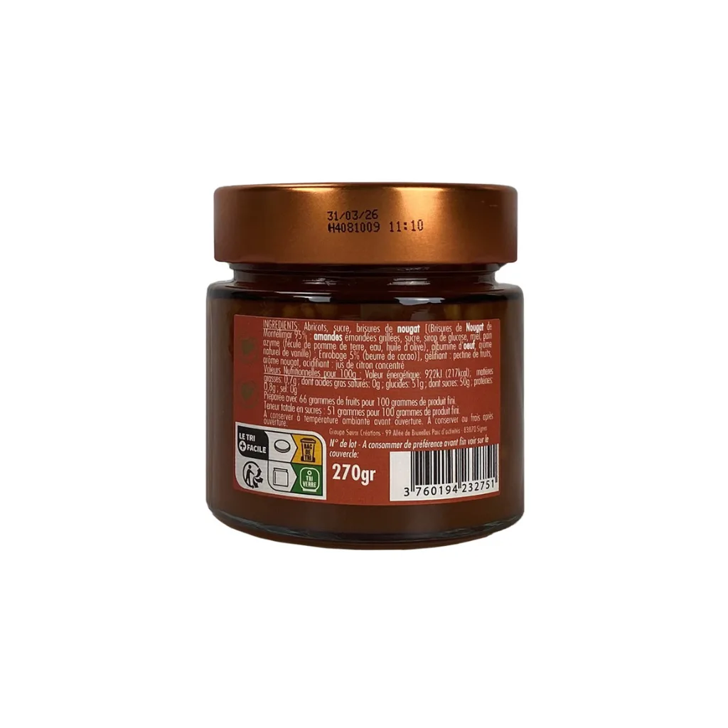 Confiture artisanale abricot nougat