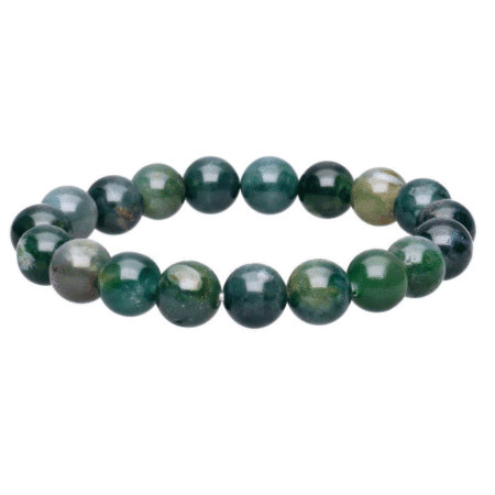 bracelet agate mousse boule 10mm pierre naturelle verte