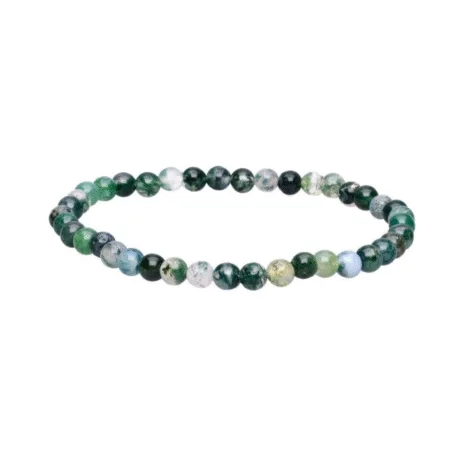 bracelet agate mousse boule 4mm pierre naturelle verte