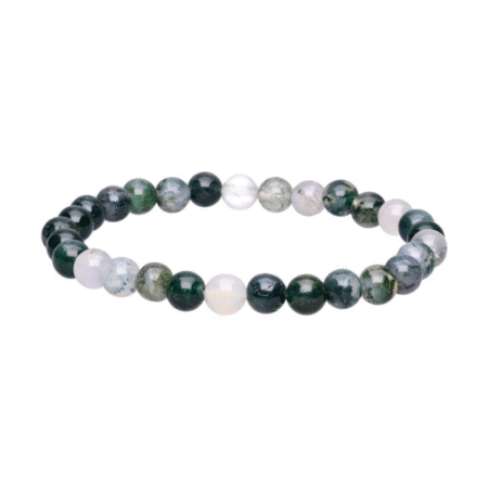 bracelet agate mousse boule 6mm pierre naturelle verte