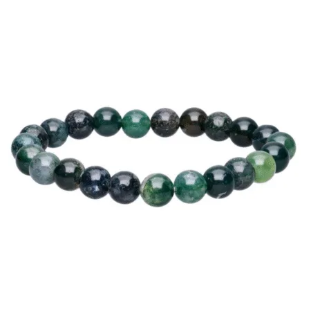 bracelet agate mousse boule 8mm pierre naturelle verte