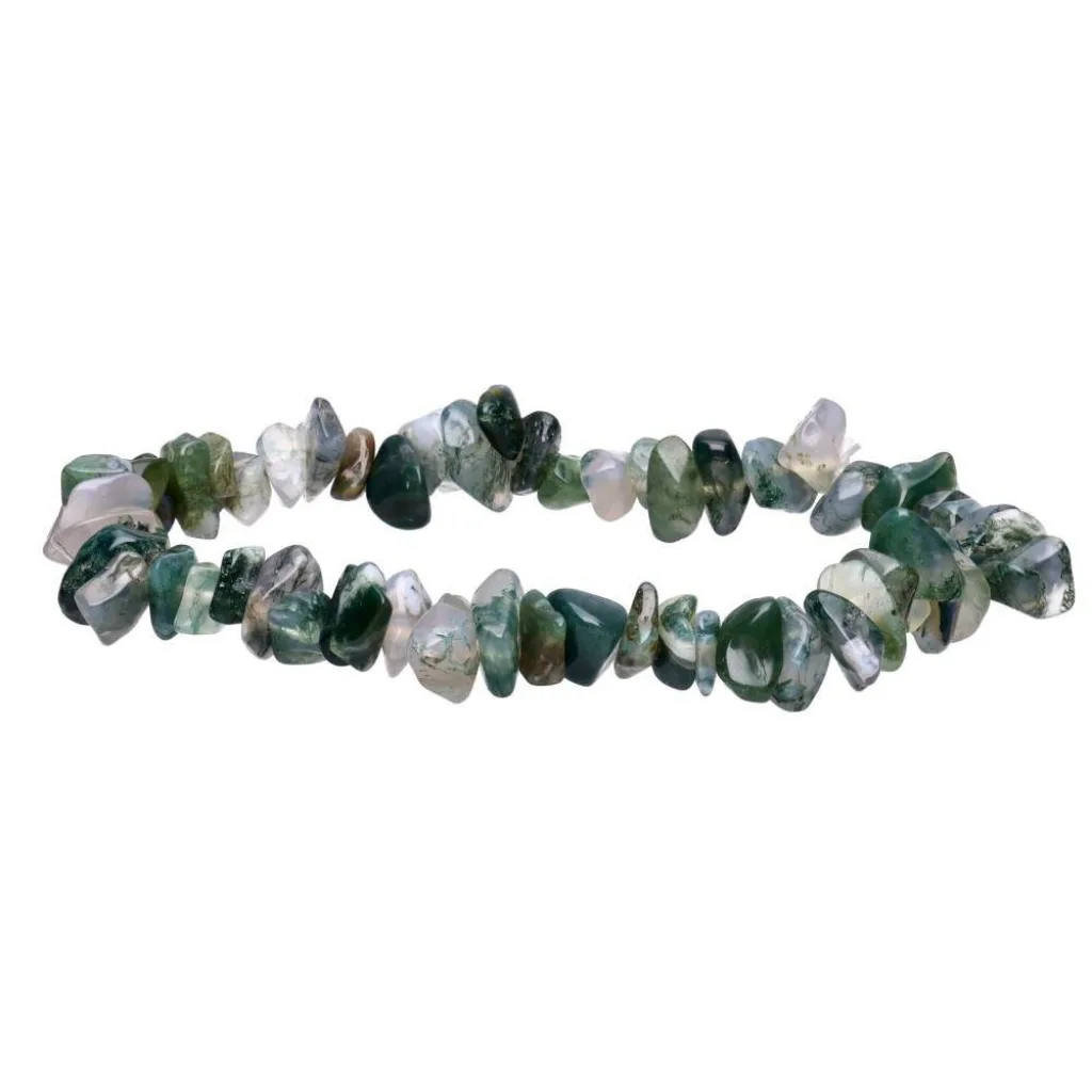 bracelet chips agate mousse pierre naturelle verte