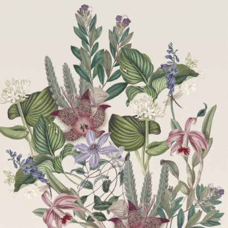 Serviettes Antiqua au motif floral raffiné sur fond beige