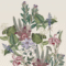 Serviettes Antiqua au motif floral raffiné sur fond beige