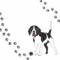 Serviettes Atelier Chien avec beagle noir et blanc et traces de pattes sur fond blanc