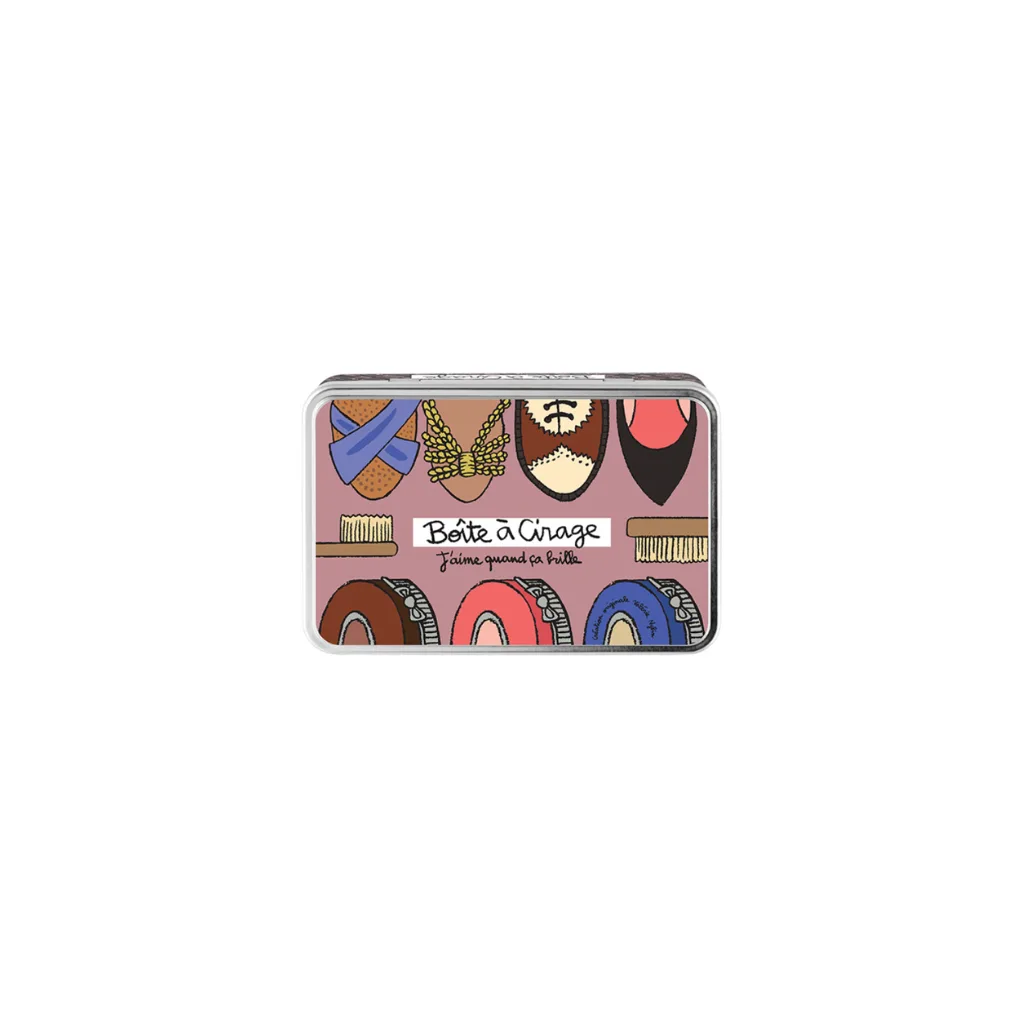 Boîte à cirage en métal avec inscription Femme qui brille