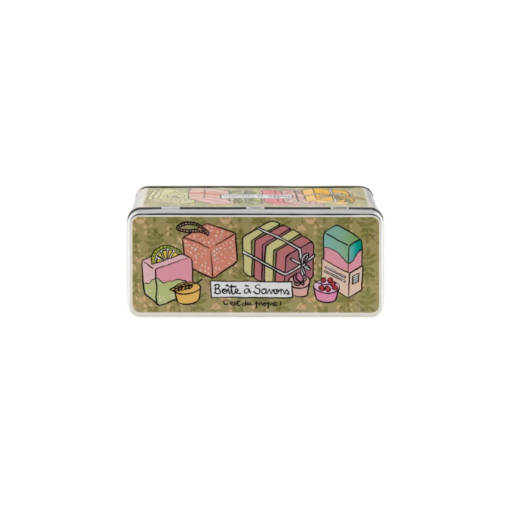 Boîte à savon rectangulaire en acier inoxydable avec charnière