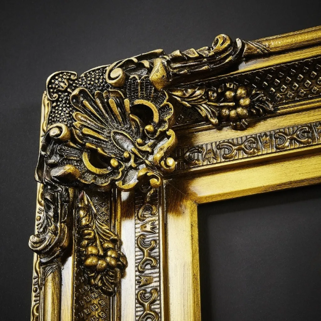 Zoom ornement cadre baroque doré Venise