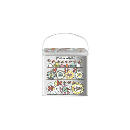 Boîte en métal avec couvercle à charnière pour rangement des pastilles de lave-vaisselle