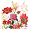 Serviette Floria avec fleurs rouges, roses et nude sur fond blanc