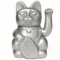 Chat porte-bonheur argenté