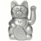 Chat porte-bonheur argenté