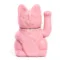 Chat porte-bonheur rose bubble-gum avec patte mobile